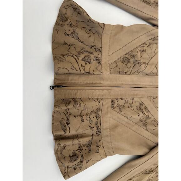 Vintage Vera Pelle Womens 8 Jacket Antica Pelleria Real Italian Leather Silk - Picture 8 of 16